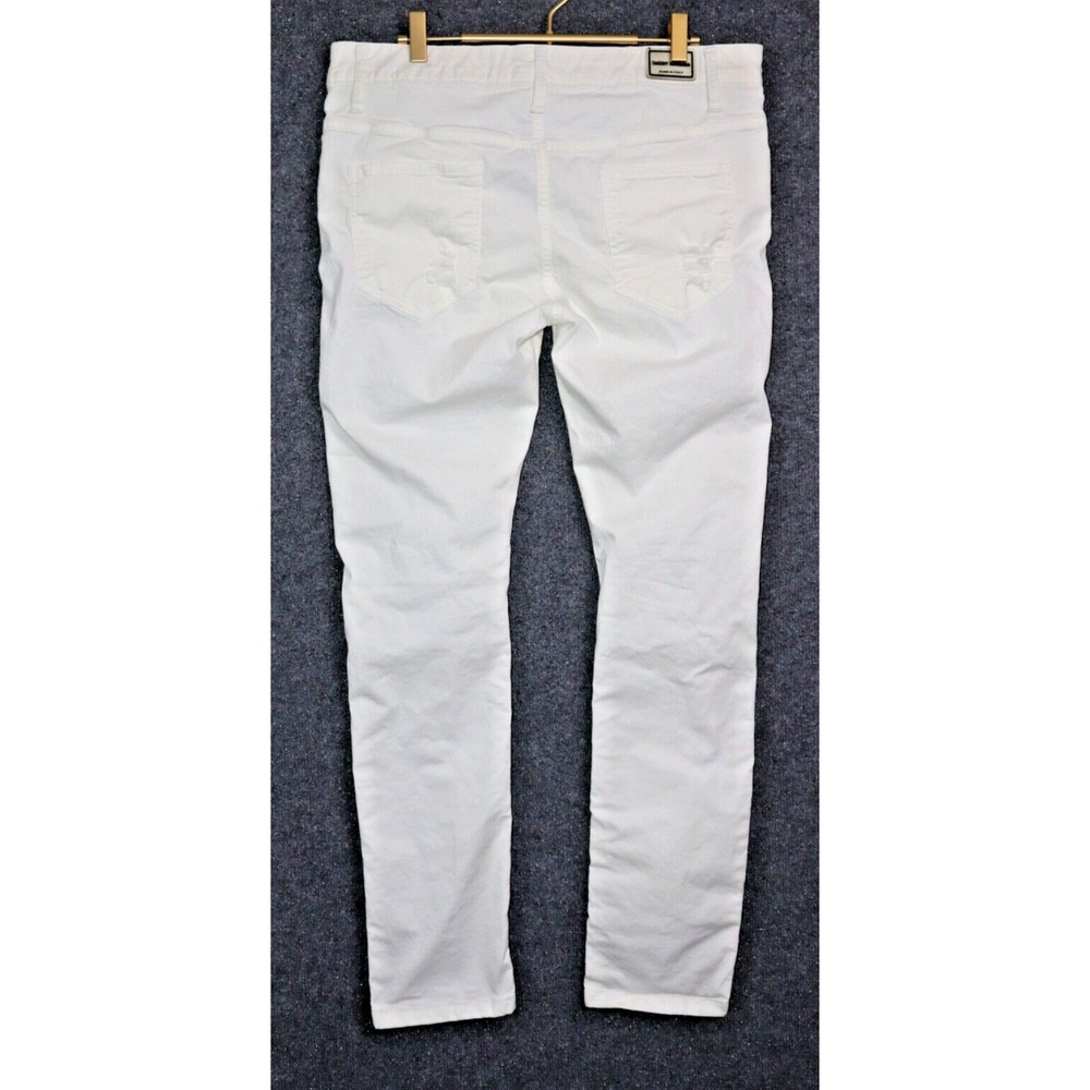 Takeshy Kurosawa Pants Men 34 White 31" TK08 BART Slim Twill Distressed Fray EUC - Picture 4 of 9